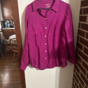 Lilly Pulitzer Fuchsia Linen Button-Down Shirt size xxl